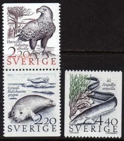 Sweden, Scott # 1678-80 MNH Set Wildlife, 1988 - Unused Stamps