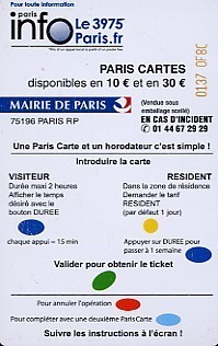 @+ PARIS CARTE- VOITURE MAL GAREE - 10 € - SA1 - SERIE 0137. - Scontrini Di Parcheggio