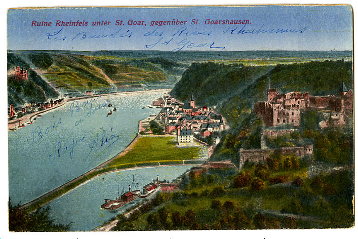 {17068} Allemagne Ruine Rheinfels Unter St Goar Gegenüber  St Goarshausen . écrite - St. Goar