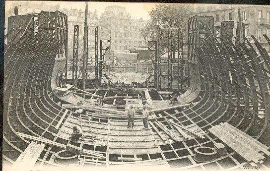 Construction Du METRO : Intérieur Du Caisson Place Saint Michel, ND Photo, 5 Ouvriers Au Travail - Métro