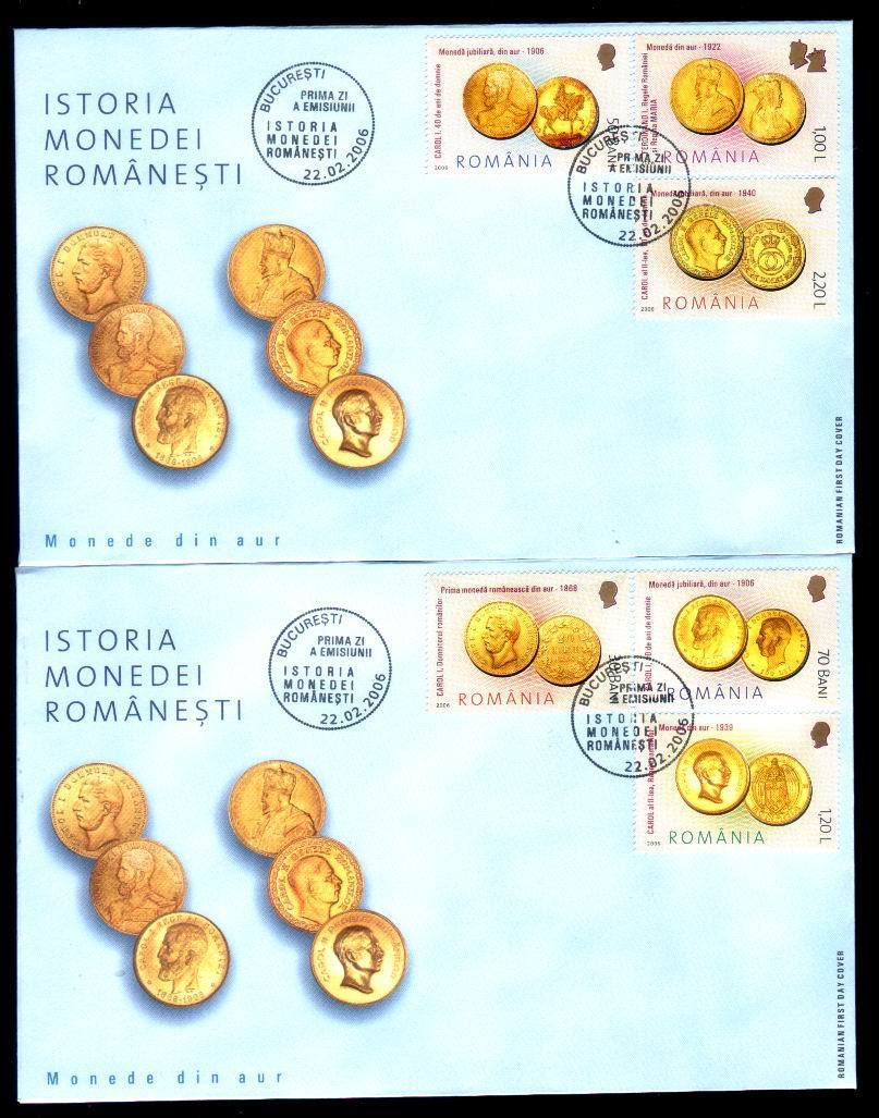 THE ROMANIAN COIN HISTORY GOLDEN COINS,FDC Covers News 2006. - Monete