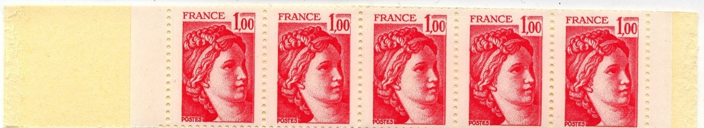 FRANCE - Carnet De 5 Timbres - C1972 C1 - 1fr Rouge Sabine - Code Postal - Sans N° - Autres & Non Classés