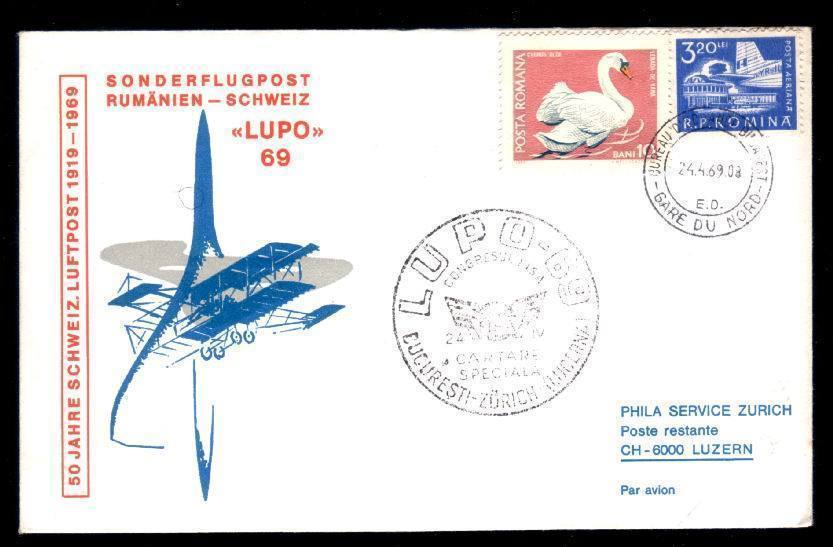 Romania-Helvetia 1969 Very Rare Sonderflugpost,special Cover Mailed. - Used Stamps