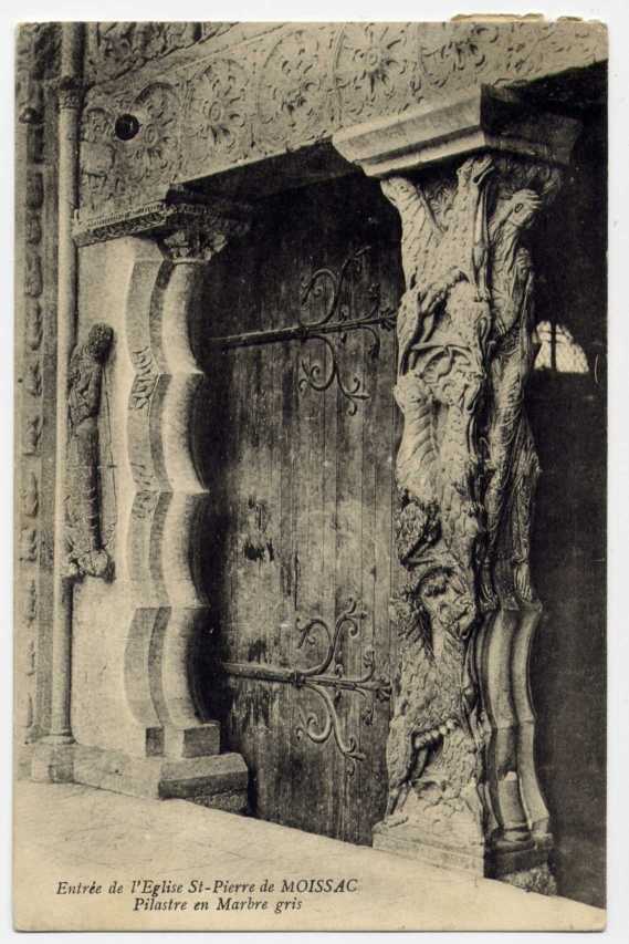 E2  - MOISSAC - Entrée De L'église Saint-Pierre - Pilastre En Marbre Gris (1915) - Moissac