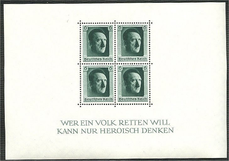 GERMANY, HITLER SOUVENIR SHEET 1937 NEVER HINGED - Blocks & Kleinbögen