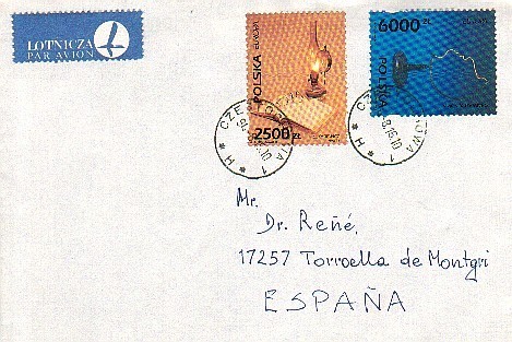 Carta Aerea POLONIA A España 1994 - Posta Aerea