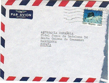 Carta Aerea NORUEGA A España 1986 - Lettres & Documents