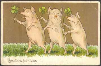 Tuck: Three Pigs With Four Leaf Clover - Schweine