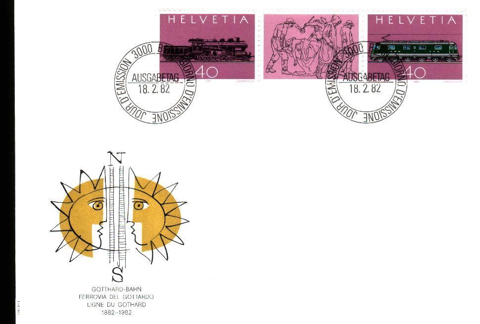 Fdc Transports >  Divers (Terre) Suisse 1982  Ligne Du Gothard 1882 1982 - Other (Earth)