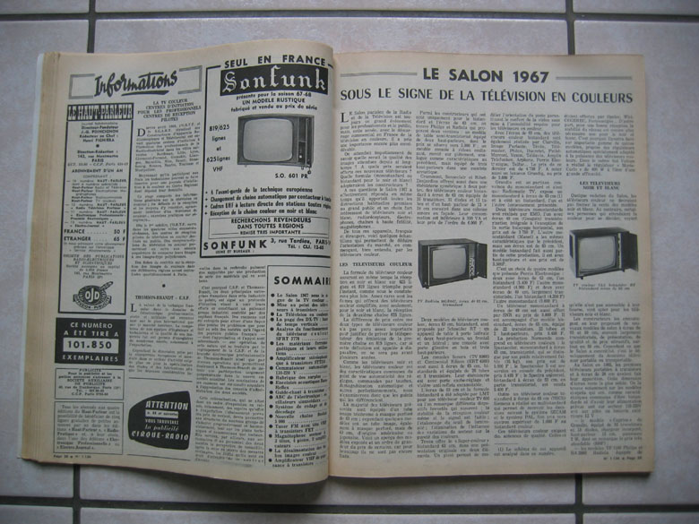 Le Haut-Parleur (journal De Vulgarisation Radio, Télévision) N° 1136, 19 Octobre 1967. Sommaire (voir Scan) - Literature & Schemes