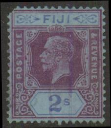 FIJI -  1912 2/- King George V. Scott 89. Used. Short Top Left Corner - Fiji (1970-...)