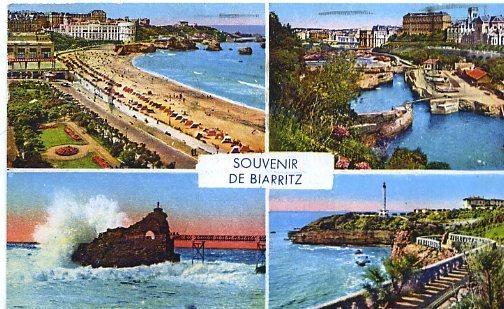 64 BIARRITZ 4 VUES EN U NE CARTE PLAGES EN 1951 - Biarritz