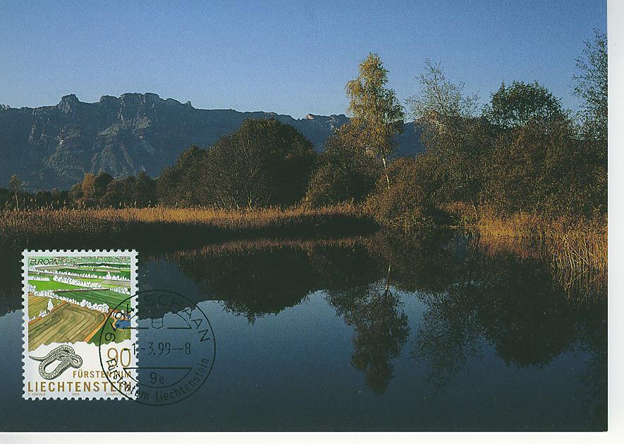 B1305 Europa Serpent Paysage Liechtenstein 1999 FDC Premier Jour Maximum - 1999