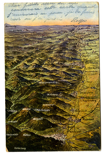 {17128} Carte Allemagne : On Y Voit: Durkheim Kirchheim Neustadt Grunstadt ... . écrite En 1919 - Bad Dürkheim