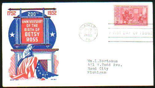 United States - 1952 Betsy Rose First Day Cover. Flags - 1951-1960