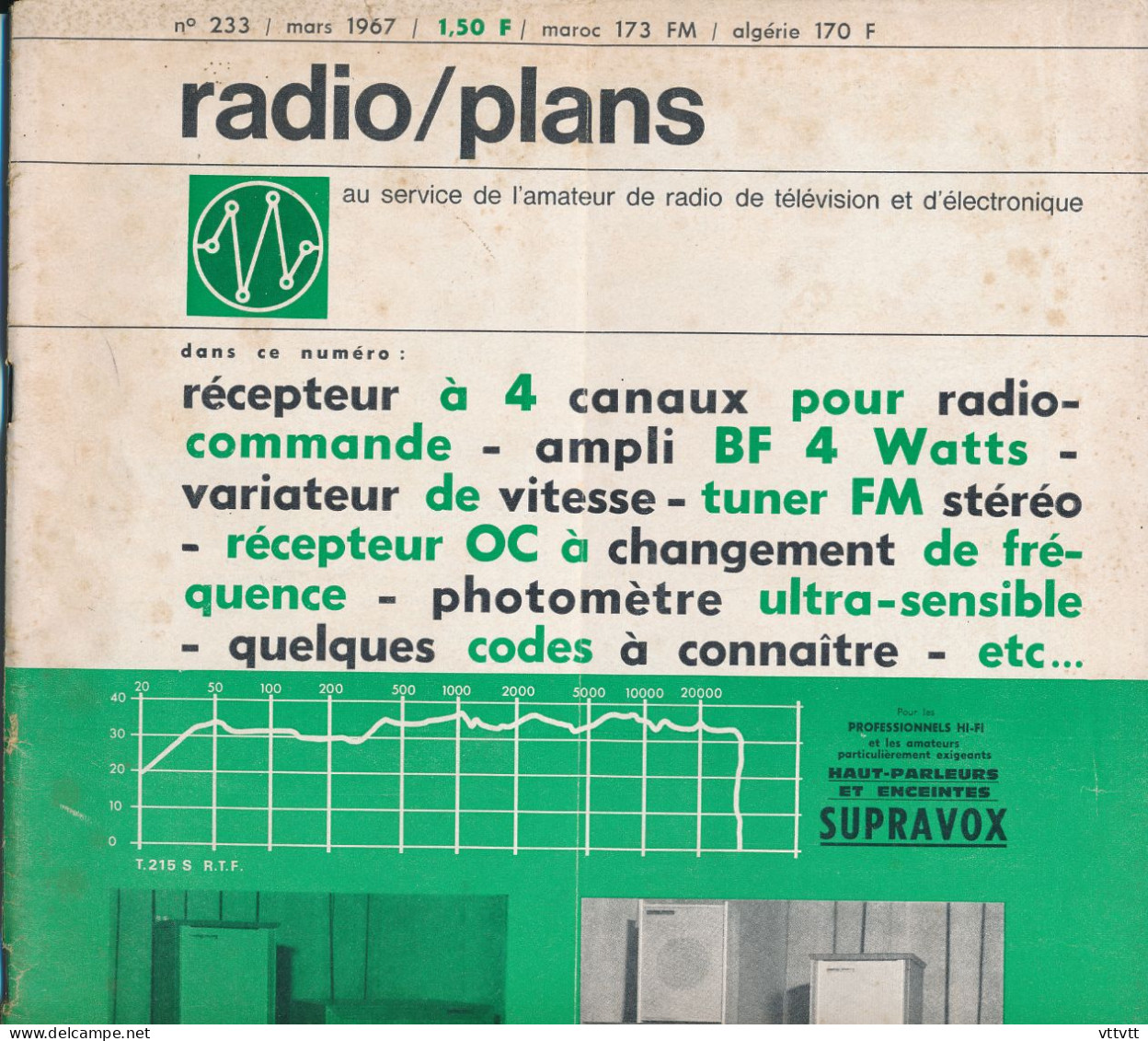 "Radio Plans" N° 233, Mars 1967, Au Service De L'amateur De Radio, TV Et Electronique. Sommaire : Voir Scan. - Literature & Schemes