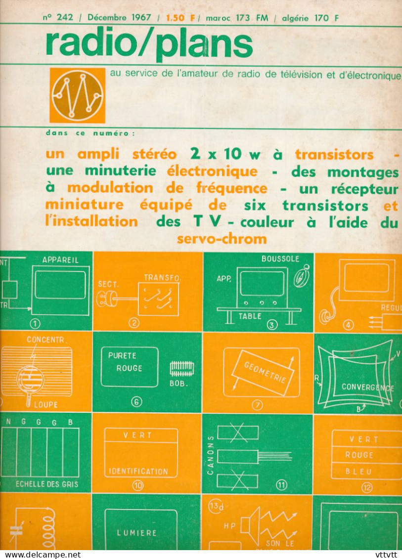 "Radio Plans" N° 242, Decembre 1967, Au Service De L'amateur De Radio, TV Et Electronique. Sommaire : Voir Scan. - Literatur & Schaltpläne