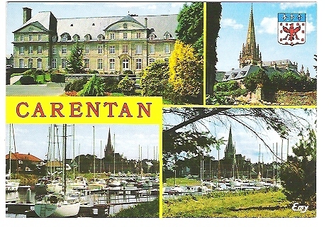 CARENTAN ,L'Hotel De Ville ,l'Eglise,le Port De Plaisance ;Voiliers ; Carte Illustrée D'un Blason ;TB - Carentan