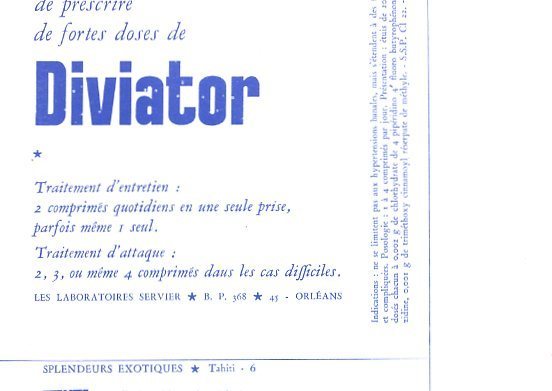 TAHITI SPLENDEURS EXOTIQUES PUBLICITE MEDICALE DIVIATOR FORMAT19.5X15CM - Polynésie Française
