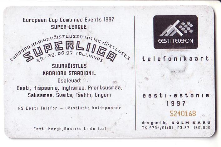 USED ESTONIA PHONECARD 1997 - ET0056 -  Light Athletics - Combined Events - Estonia