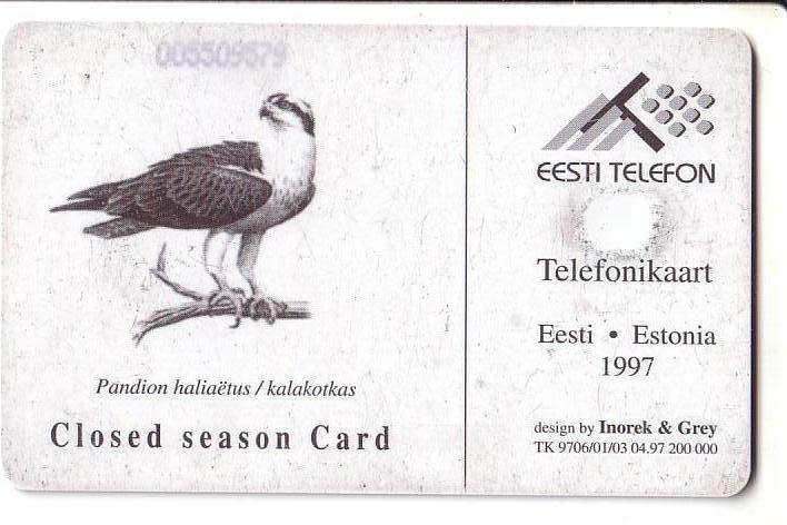USED ESTONIA PHONECARD 1997 - ET0058 -  Ban On Hunting (Pandion Haliaëtus) Chip 3 - Estonia