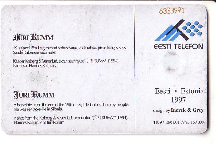 USED ESTONIA PHONECARD 1997 - ET0067 -  Jüri Rumm - Estonie