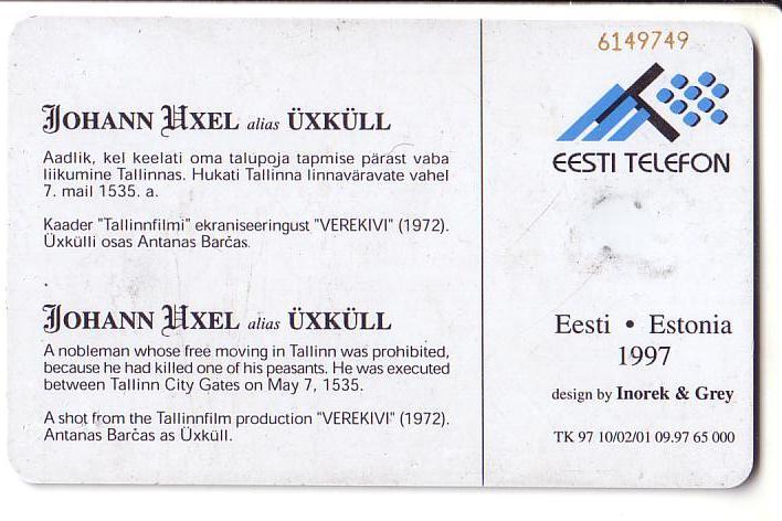 USED ESTONIA PHONECARD 1997 - ET0068 -  Johann Uxel - Üxküll - Estland