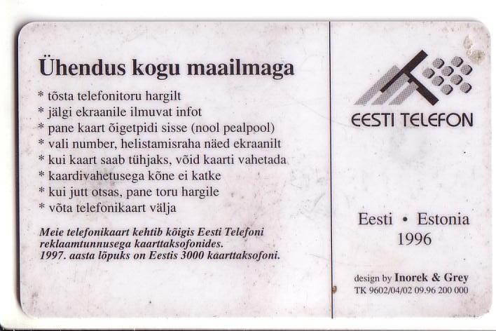 USED ESTONIA PHONECARD 1996 - ET0046 - "Simple & Comfortable" 30 - Chip 3 - Estonie