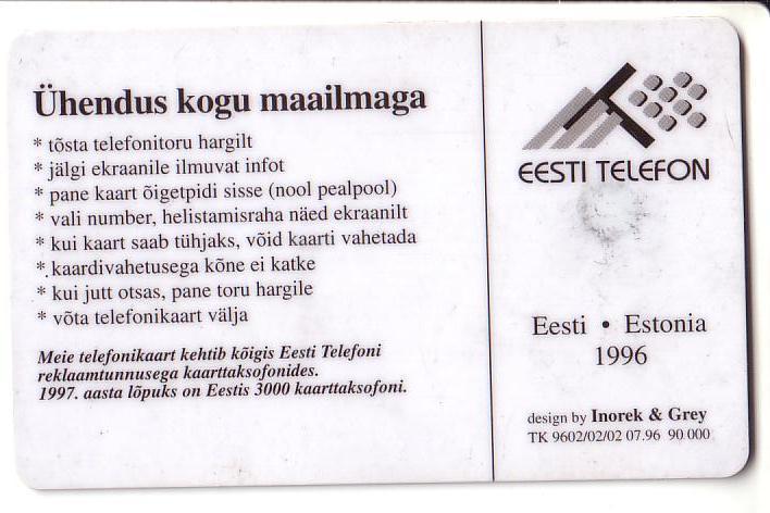 USED ESTONIA PHONECARD 1996 - ET0039 - Sales Promotion 50 - Chip 3 - Estonia