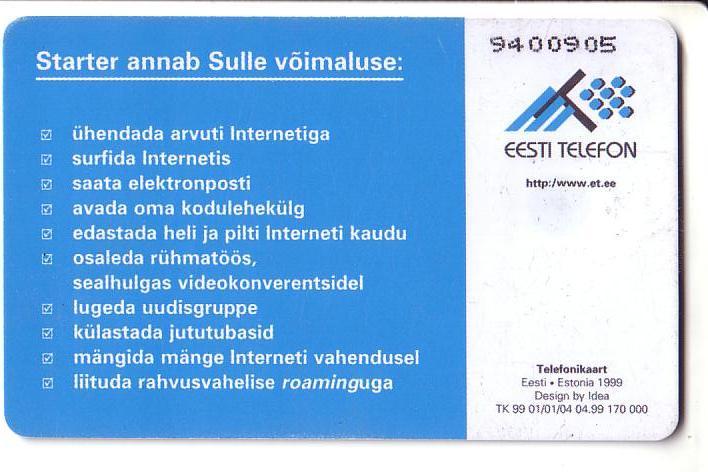 USED ESTONIA PHONECARD 1999 - ET0106 - ATLAS Starter - Estland