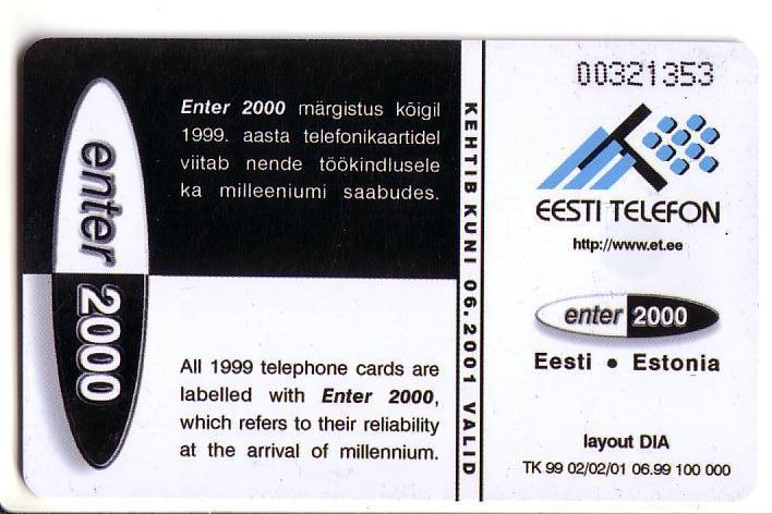 USED ESTONIA PHONECARD 1999 - ET0109 - Enter 2000 (50.-) - Estonia