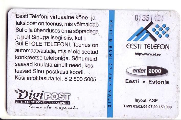 USED ESTONIA PHONECARD 1999 - ET0112 - Digipost - Estonie