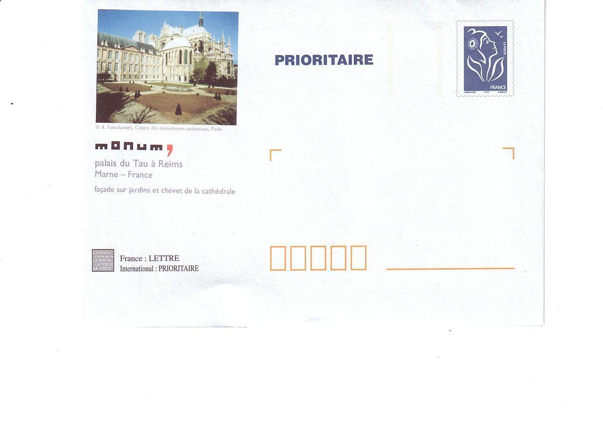 PAP PRIORITAITE TSC "MONUM PALAIS DU TAU A REIMS" Timbre LAMOUCHE BLEU - PAP : Su Commissione Privata TSC E Sovrastampe Semi-ufficiali