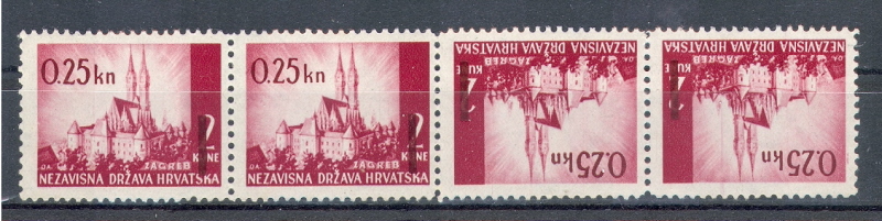 Croatia - Hrvatska 1942 Paire Tete Beche / Kopfstenhend Doppelaufdruck In Paar ** - Croatia