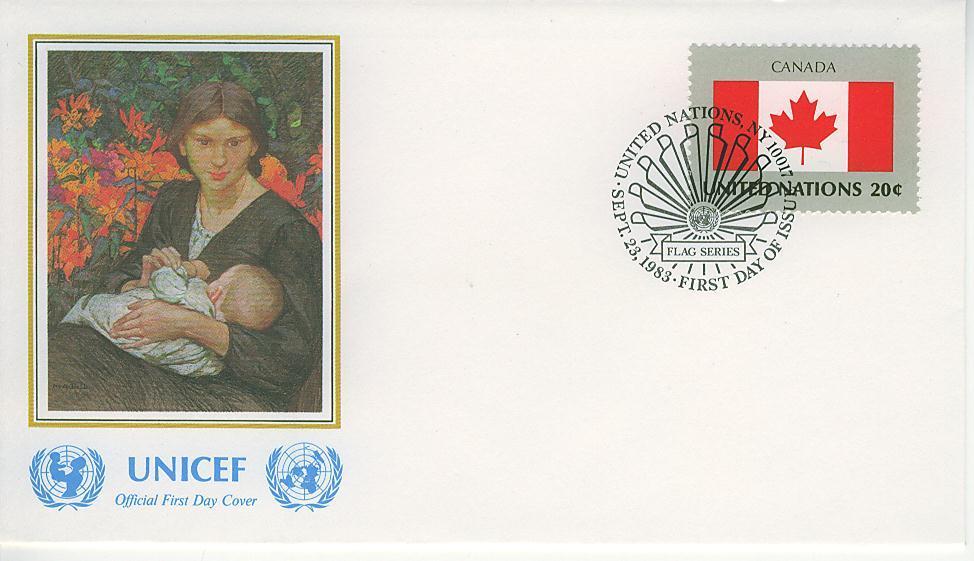 J0444a Canada Drapeau Nations Unies New York 1983 FDC Premier Jour - 1981-1990