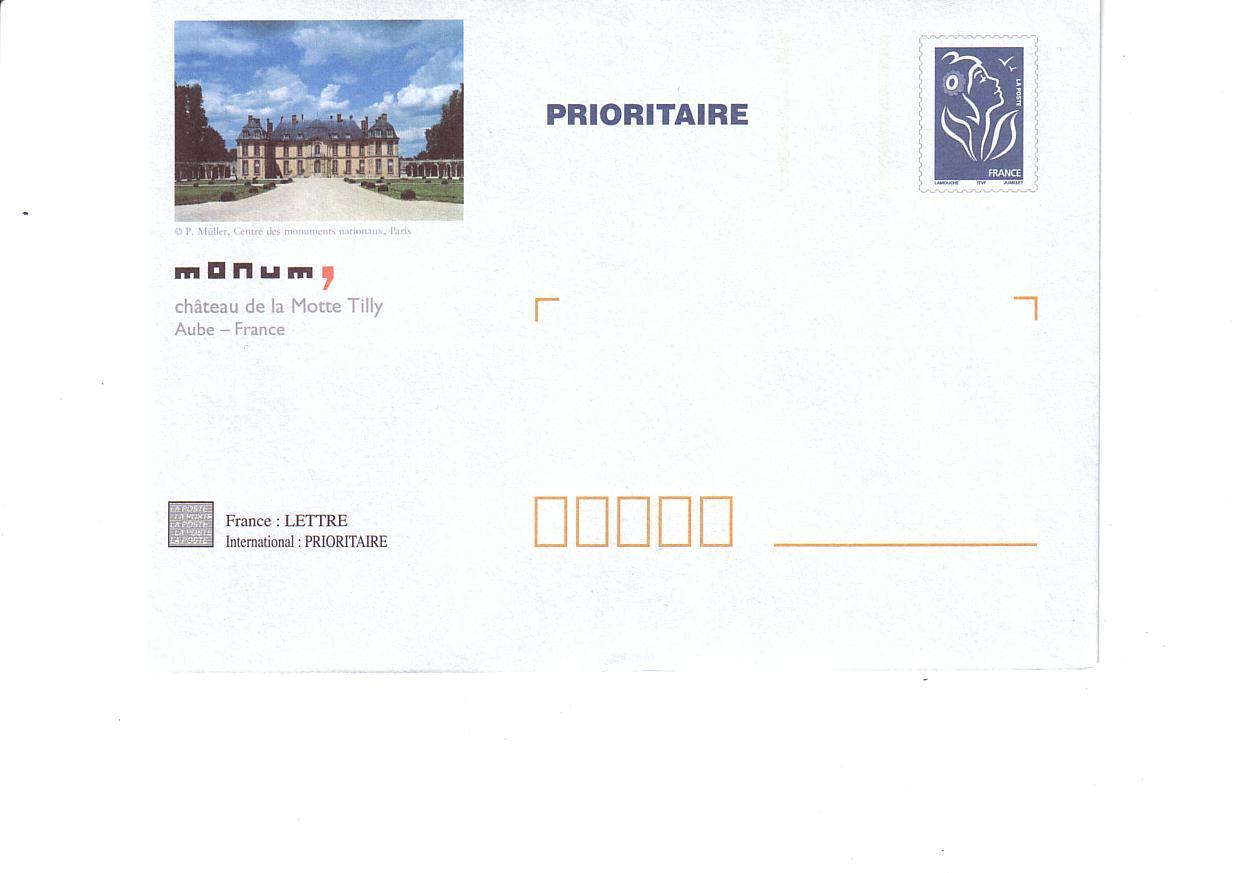 PAP PRIORITAIRE TSC CHATEAU DE LA MOTTE TILLY (AUBE) Timbre LAMOUCHE BLEU Format CARRE - Prêts-à-poster:Stamped On Demand & Semi-official Overprinting (1995-...)