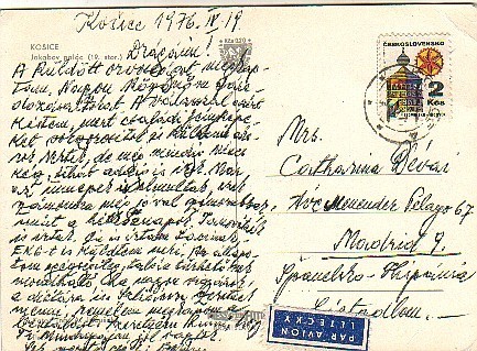 Postal Aerea KOSICE (checoslovaquia) 1976 - Cartas & Documentos