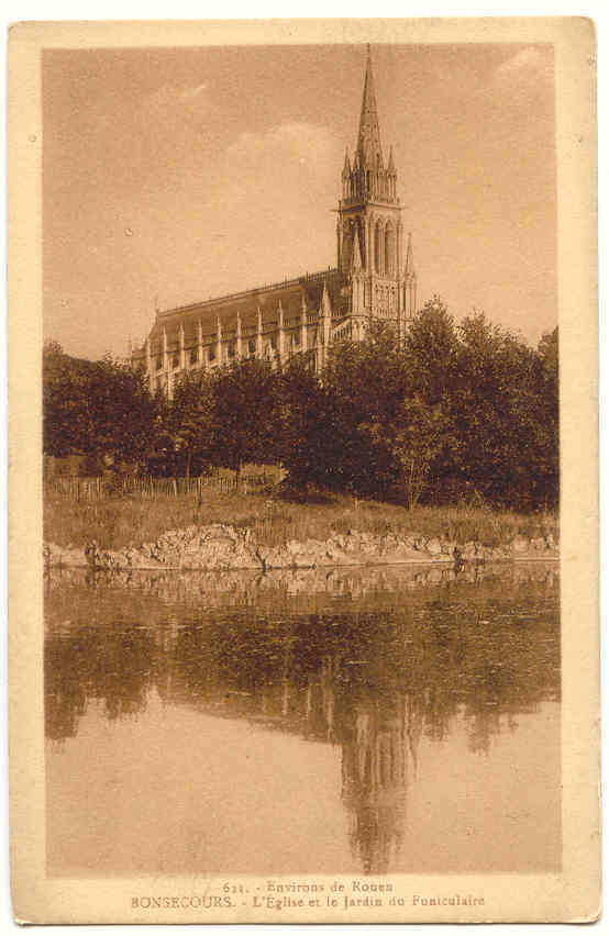 1578 - BONSECOURS - L' Eglise Et Le Jardin Du Funiculaire - Rouen