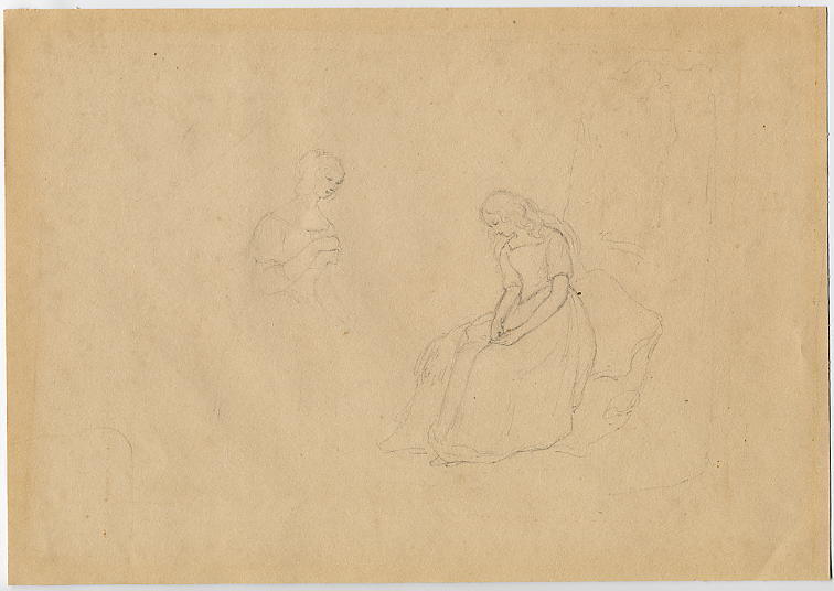 " DEUX FIGURES FEMININES " - ESQUISSE POUR TABLEAU ? - Dessins