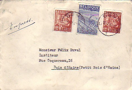 Lettre Expresse De 1948 Avec Timbres COB Exportations N° 762 (2x) Et 765 - 1948 Exportation