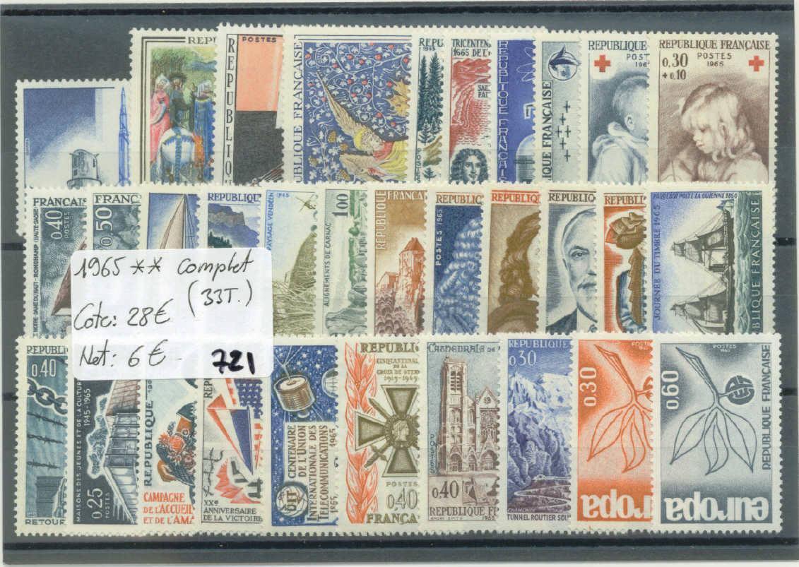 FRANCE  Année Complète 1965 ** ( Sans Charnière )   Cote : 28 € - 1960-1969