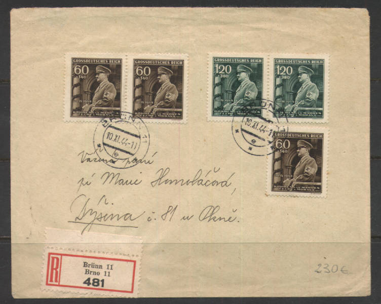 134 - GERMANIA , BOEMIA E MORAVIA , PRAGA  10/11/1944  RACCOMANDATA - Storia Postale