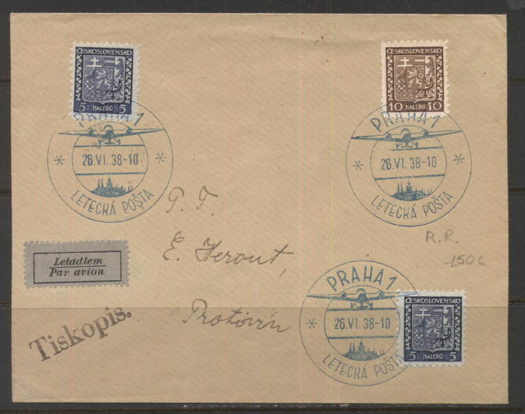 137 - GERMANIA , BOEMIA E MORAVIA , PRAGA  26/6/1938 VIA AEREA - Cartas & Documentos