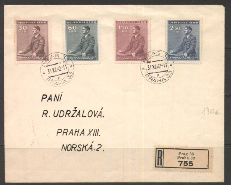 138 - GERMANIA , BOEMIA E MORAVIA , PRAGA  31/12/1942 RACCOMANDATA - Storia Postale