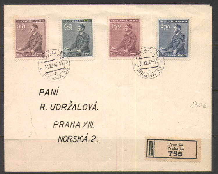 138 - GERMANIA , BOEMIA E MORAVIA , PRAGA  31/12/1942 RACCOMANDATA - Covers & Documents