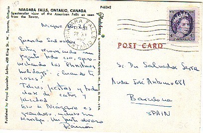 Postal NIAGARA FALLS 1962 Canada - Storia Postale