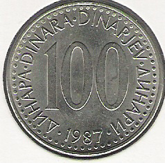 100 DINAR . 1987 . - Jugoslawien