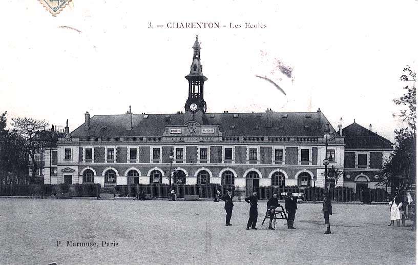 Cpa Charenton (94, Val De Marne) Les Ecoles, Animée, Bicyclette ... 1905. Ed Marmuse - Charenton Le Pont