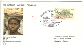 Gabon - Premier Vol Francfort Lagos Libreville 1985 Par DC 10  Lufthansa - Other & Unclassified