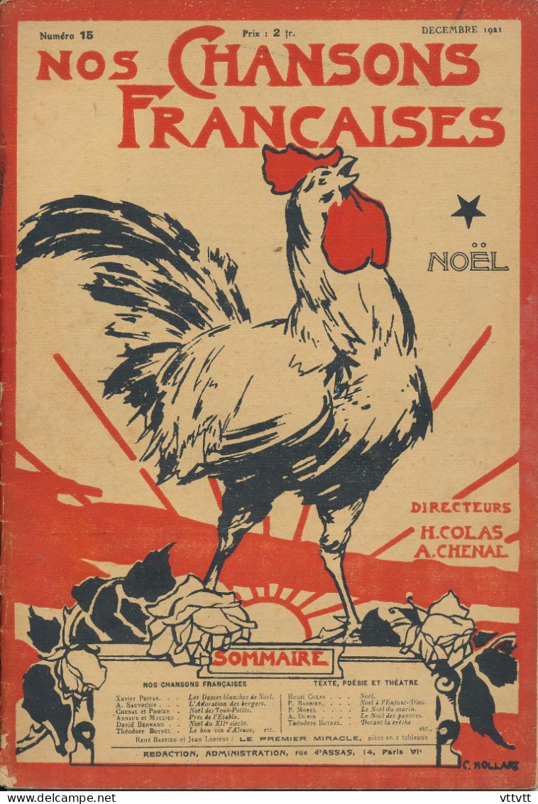 Musique : "Nos Chansons Françaises" N° 15, Décembre 1921. Sommaire : Voir Scan Et Description, Partition - Musica